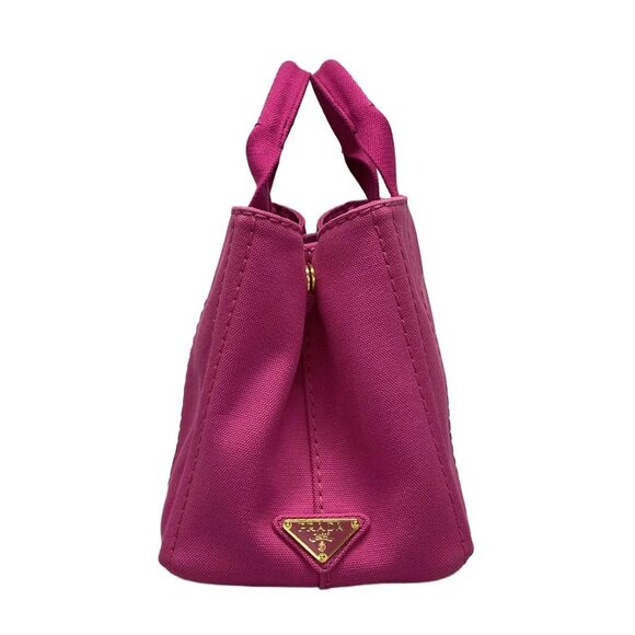 Auth PRADA Canapa Pink Canvas Tote Bag - Picture 3 of 16